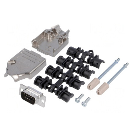 Conector D-Sub 9-Pin Mufă Tată Lipire pe Cablu Set Complet | Electronic-mag.ro | Componente Electronice