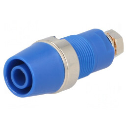 Soclu Banană 4mm 32A 1kV Albastru Nichelat | Electronic-mag.ro | Componente Electronice
