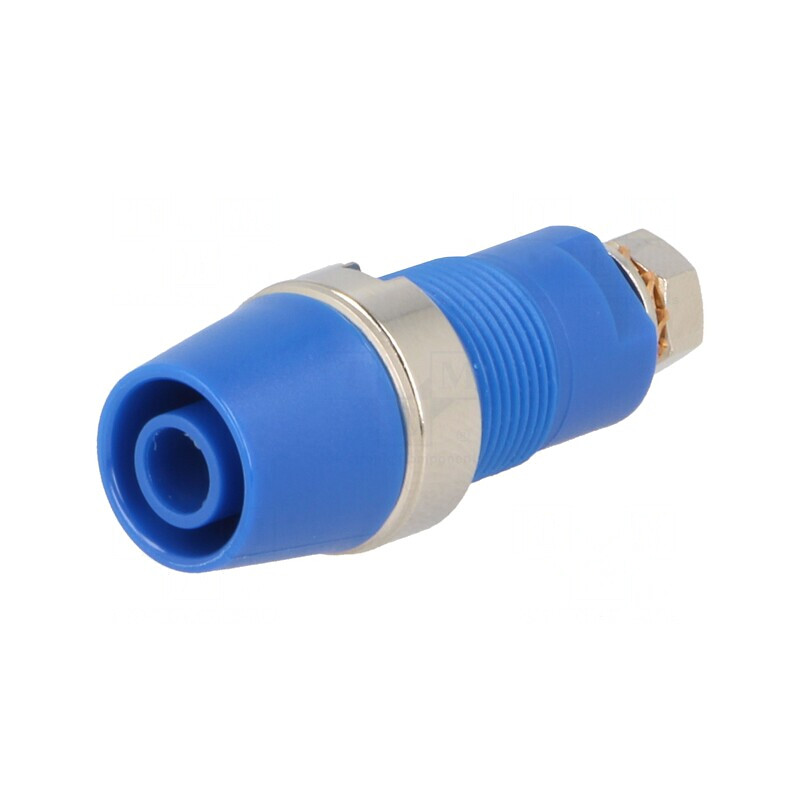 Soclu Banană 4mm 32A 1kV Albastru Nichelat | Electronic-mag.ro | Componente Electronice
