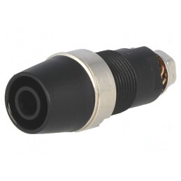Soclu Banană 4mm 32A 1kV Negru Nichelat | Electronic-mag.ro | Componente Electronice