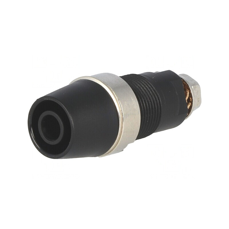 Soclu Banană 4mm 32A 1kV Negru Nichelat | Electronic-mag.ro | Componente Electronice