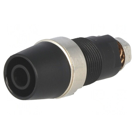 Soclu Banană 4mm 32A 1kV Negru Nichelat | Electronic-mag.ro | Componente Electronice