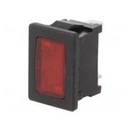 Lampă de control: cu neon; plată; roşie; 230VAC; Orif: 19,2x12,9mm