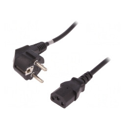 Cablu Alimentare 3x0,75mm2 cu Ștecăr Unghiular și Conector IEC C13