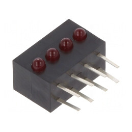LED; orizontală,în carcasă; roşie; 1,8mm; Nr.diode: 4; 20mA; 40°