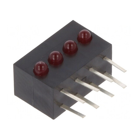 LED Orizontală 1.8mm Roșie 4 Diode 20mA 40° | Electronic-mag.ro | Componente Electronice