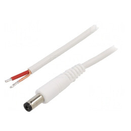 Cablu Alimentare Alb 1x1mm2 1.5m DC 5.5x2.1 | Electronic-mag.ro | Componente Electronice