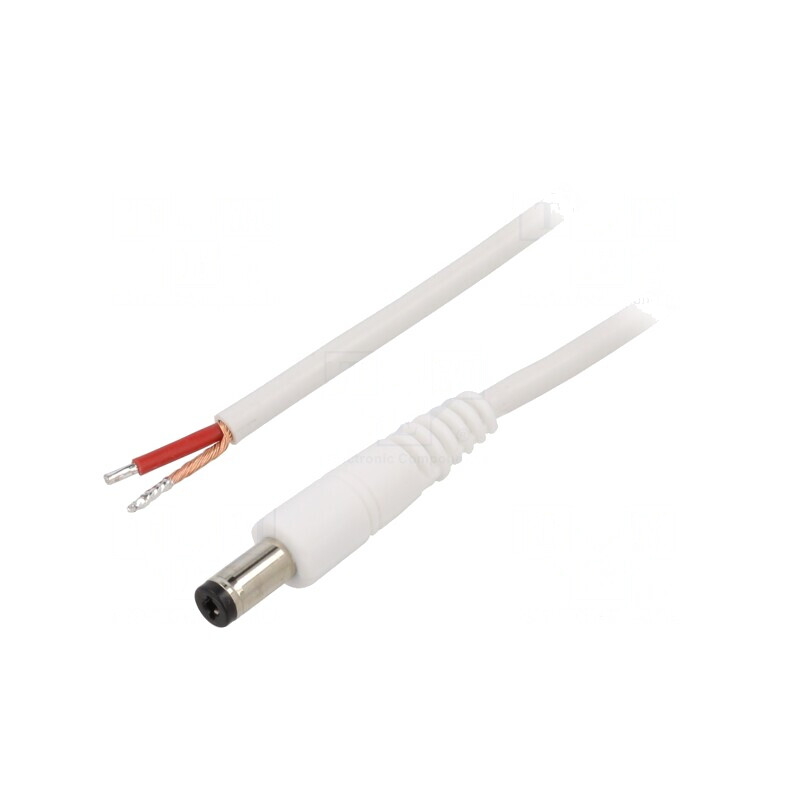 Cablu Alimentare Alb 1x1mm2 1.5m DC 5.5x2.1 | Electronic-mag.ro | Componente Electronice