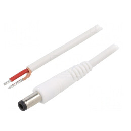 Cablu Alb DC 5,5/2,5 1x1mm2 1,5m | Electronic-mag.ro | Componente Electronice