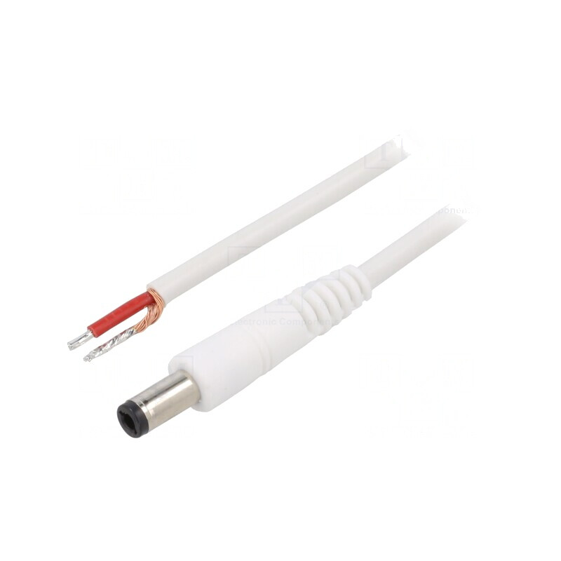 Cablu Alb DC 5,5/2,5 1x1mm2 1,5m | Electronic-mag.ro | Componente Electronice