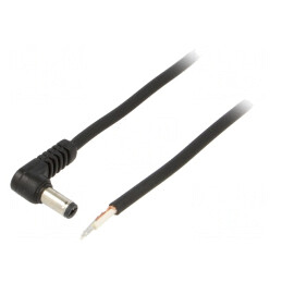 Cablu Alimentare DC 5,5/2,1 Unghi Negru 1,5m | Electronic-mag.ro | Componente Electronice