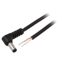 Cablu Alimentare 1x0,75mm2 DC 5,5/2,5 Mufă Unghi Negru 1,5m | Electronic-mag.ro | Componente Electronice