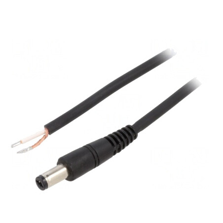 Cablu Alimentare DC 5,5/2,1 Mufă Dreaptă Negru 1,5m | Electronic-mag.ro | Componente Electronice