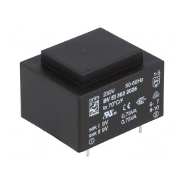 Transformator încapsulat 1,5VA 230VAC 9V 9V PCB | Electronic-mag.ro | Componente Electronice