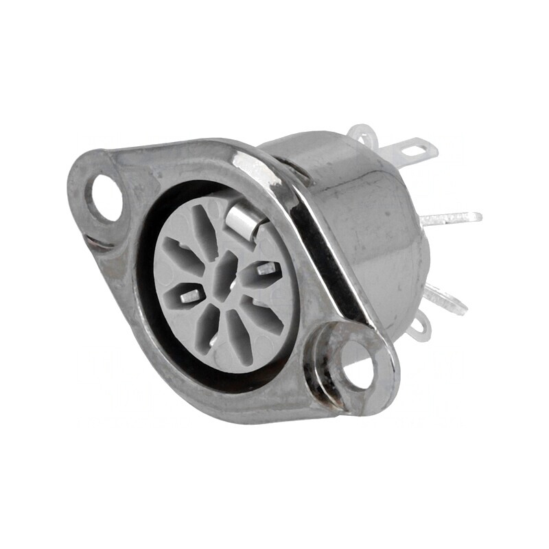 Soclu DIN mamă 8 pini 270° argintat 34V 2A | Electronic-mag.ro | Componente Electronice