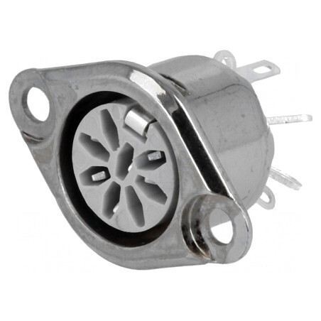 Soclu DIN mamă 8 pini 270° argintat 34V 2A | Electronic-mag.ro | Componente Electronice