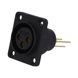 Soclu XLR mamă 3 PIN aurit 5A 19x24mm | Electronic-mag.ro | Componente Electronice