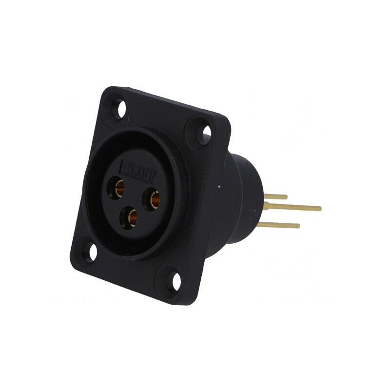 Soclu XLR mamă 3 PIN aurit 5A 19x24mm | Electronic-mag.ro | Componente Electronice