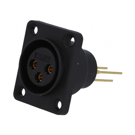Soclu XLR mamă 3 PIN aurit 5A 19x24mm | Electronic-mag.ro | Componente Electronice