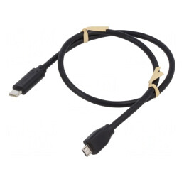 Cablu USB 2.0 USB B Micro la USB C 0,5m Negru 480Mbps | Electronic-mag.ro | Componente Electronice