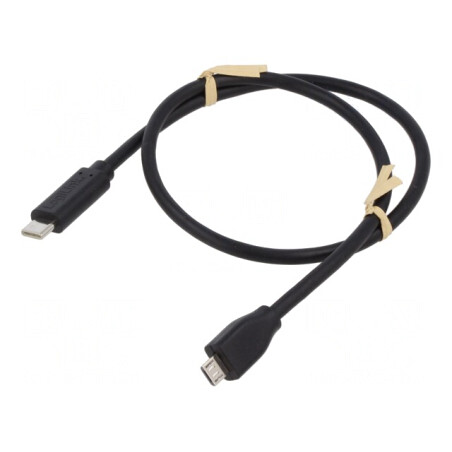 Cablu USB 2.0 USB B Micro la USB C 0,5m Negru 480Mbps | Electronic-mag.ro | Componente Electronice