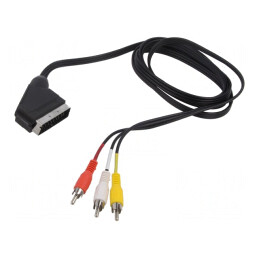 Cablu RCA x3 la SCART 2m Negru | Electronic-mag.ro | Componente Electronice