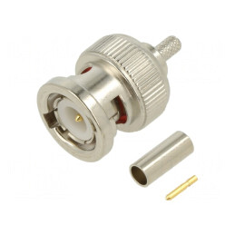 Mufă BNC Tată Drept Crimpat 50Ω POM Aurit | Electronic-mag.ro | Componente Electronice