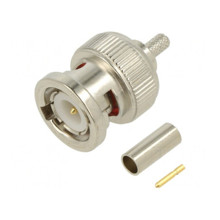 Mufă BNC Tată Drept Crimpat 50Ω POM Aurit | Electronic-mag.ro | Componente Electronice