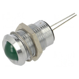 Lampă de control LED verde 14mm 3,5-13VDC 2pin | Electronic-mag.ro | Componente Electronice