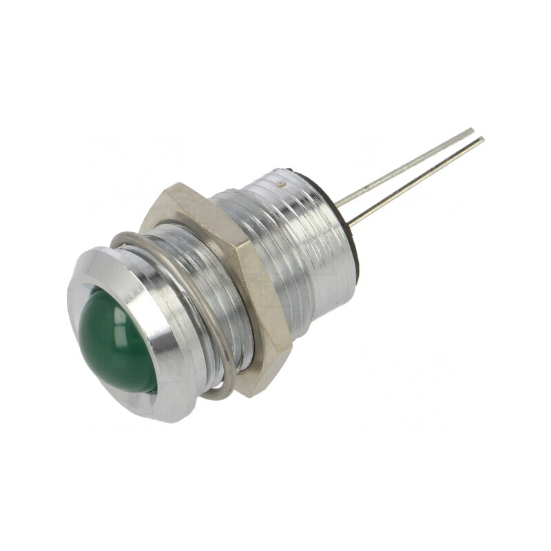 Lampă de control LED verde 14mm 3,5-13VDC 2pin | Electronic-mag.ro | Componente Electronice