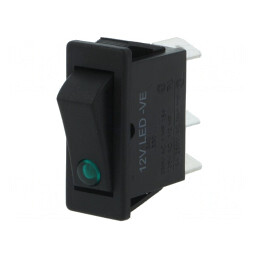 Comutator Balansoar ON-OFF cu LED Negru 12V 12A/250VAC | Electronic-mag.ro | Componente Electronice