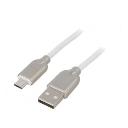 Cablu USB 2.0 A la Micro B 1m Alb Aurit | Electronic-mag.ro | Componente Electronice