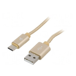 Cablu USB 2.0 USB-A la USB-C 1.8m Aurie Textilă | Electronic-mag.ro | Componente Electronice