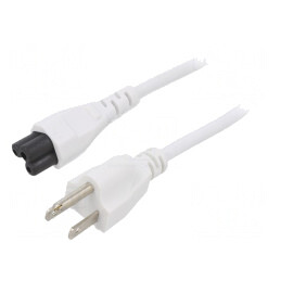 Cablu Alimentare 1.8m Alb 7A IEC C5 - NEMA 5-15 | Electronic-mag.ro | Componente Electronice