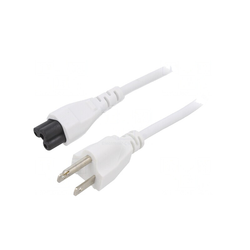 Cablu Alimentare 1.8m Alb 7A IEC C5 - NEMA 5-15 | Electronic-mag.ro | Componente Electronice