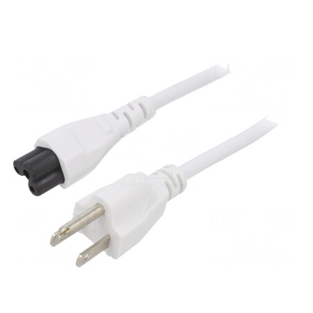 Cablu Alimentare 1.8m Alb 7A IEC C5 - NEMA 5-15 | Electronic-mag.ro | Componente Electronice