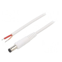 Cablu Alb 1x1mm2 DC 5.5/2.1 1.5m | Electronic-mag.ro | Componente Electronice