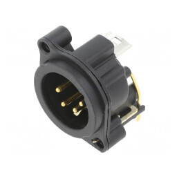 Soclu XLR 4 Pin Unghi 90° Negru 6A | Electronic-mag.ro | Componente Electronice