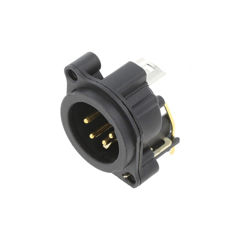 Soclu XLR 4 Pin Unghi 90° Negru 6A | Electronic-mag.ro | Componente Electronice