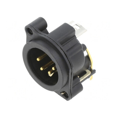 Soclu XLR 4 Pin Unghi 90° Negru 6A | Electronic-mag.ro | Componente Electronice