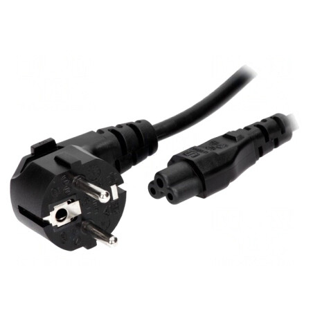 Cablu Alimentare 3x0,75mm2 IEC C5 Mama cu Ștecăr Unghiular CEE 7/7 | Electronic-mag.ro | Componente Electronice