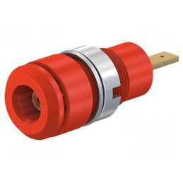 Soclu Banană 2mm 10A 28mm Roșu pentru Panou cu Izolație | Electronic-mag.ro | Componente Electronice