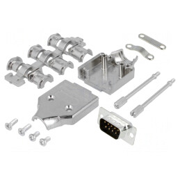 Conector D-Sub 9 pini tată pentru lipire pe cablu - Set complet | Electronic-mag.ro | Componente Electronice