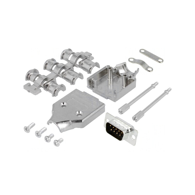 Conector D-Sub 9 pini tată pentru lipire pe cablu - Set complet | Electronic-mag.ro | Componente Electronice