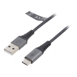 Cablu USB 2.0 USB A la USB C 1m Textilă 480Mbps | Electronic-mag.ro | Componente Electronice