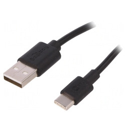 Cablu USB 2.0 USB-A la USB-C 2m Negru 480Mbps | Electronic-mag.ro | Componente Electronice