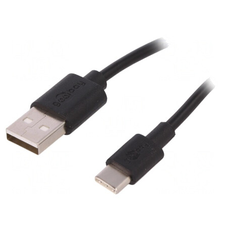 Cablu USB 2.0 USB-A la USB-C 2m Negru 480Mbps | Electronic-mag.ro | Componente Electronice