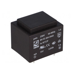 Transformator încapsulat 2,6VA 230VAC 15V PCB | Electronic-mag.ro | Componente Electronice