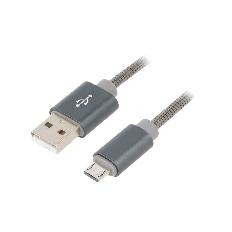 Cablu USB 2.0 A - Micro B 1m Gri 480Mbps | Electronic-mag.ro | Componente Electronice