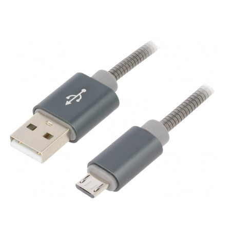 Cablu USB 2.0 A - Micro B 1m Gri 480Mbps | Electronic-mag.ro | Componente Electronice